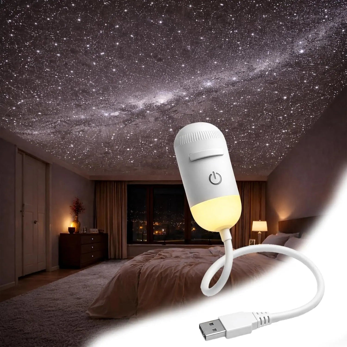 Proyector Galaxia 2 en 1 Proyector de Cielo Estrellado y Luz Nocturna USB Proyector de Galaxia Luz Nocturna para Decoración de Dormitorio, Pasillo y Techo (1 Luz + 3 Piezas)