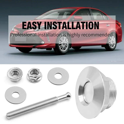 4Pcs Universal Anodizing Treatment Aluminum Quick-Release Lock Latches, 1.25-Inch Diameter Silver Easy-to-Use Anti-Aging Fasteners for Vehicles, Cabinets, Bumper, Hood, License Plate