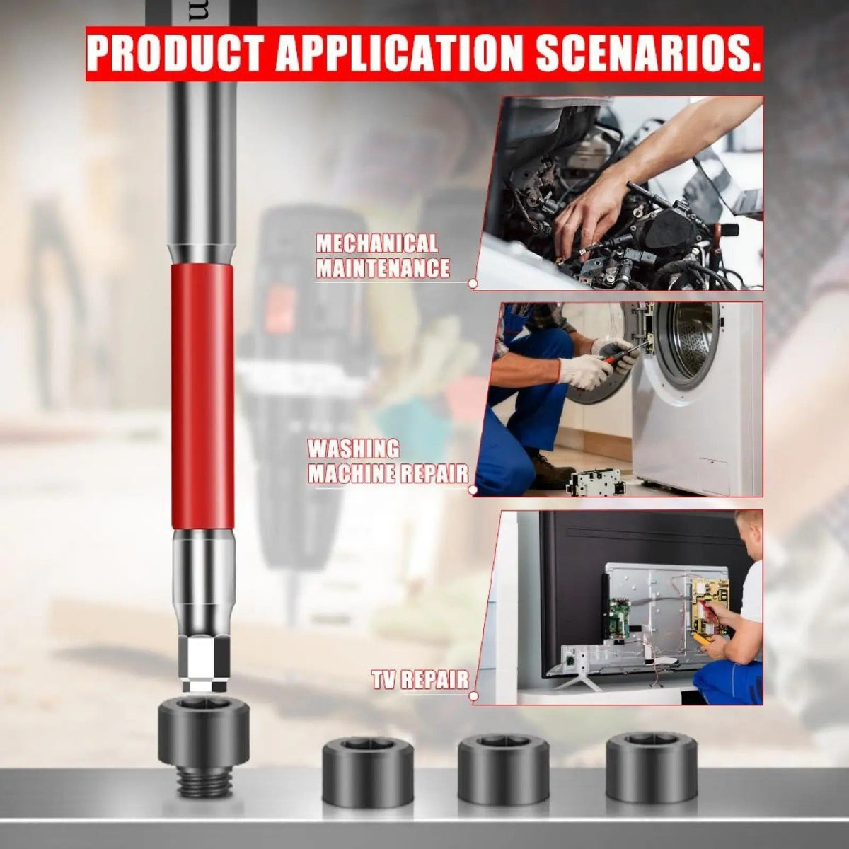 6-Piece Metal Hex Socket Screwdriver Bit Set - Hex Shanks, Pagoda Centering Internal Design, Magnetic Tips, 1.5mm-6mm Nut Tightening, Torque Boost, Compatible with Drills/Wrenches, for Hand Tools, Tools and Gadgets, Construction, Household Work