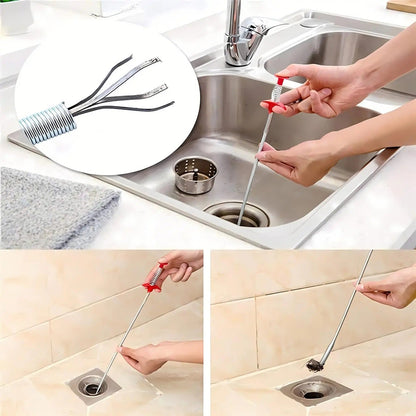 78.74-Inch Flexible Grabber Claw Reacher Tool - 4-Claw Bendable Hose, 0.7cm Bathroom Drain Clog Remover with Flexibility, Accessible to Narrow Places for Drain Cleaning Needs, 78.74 Inches