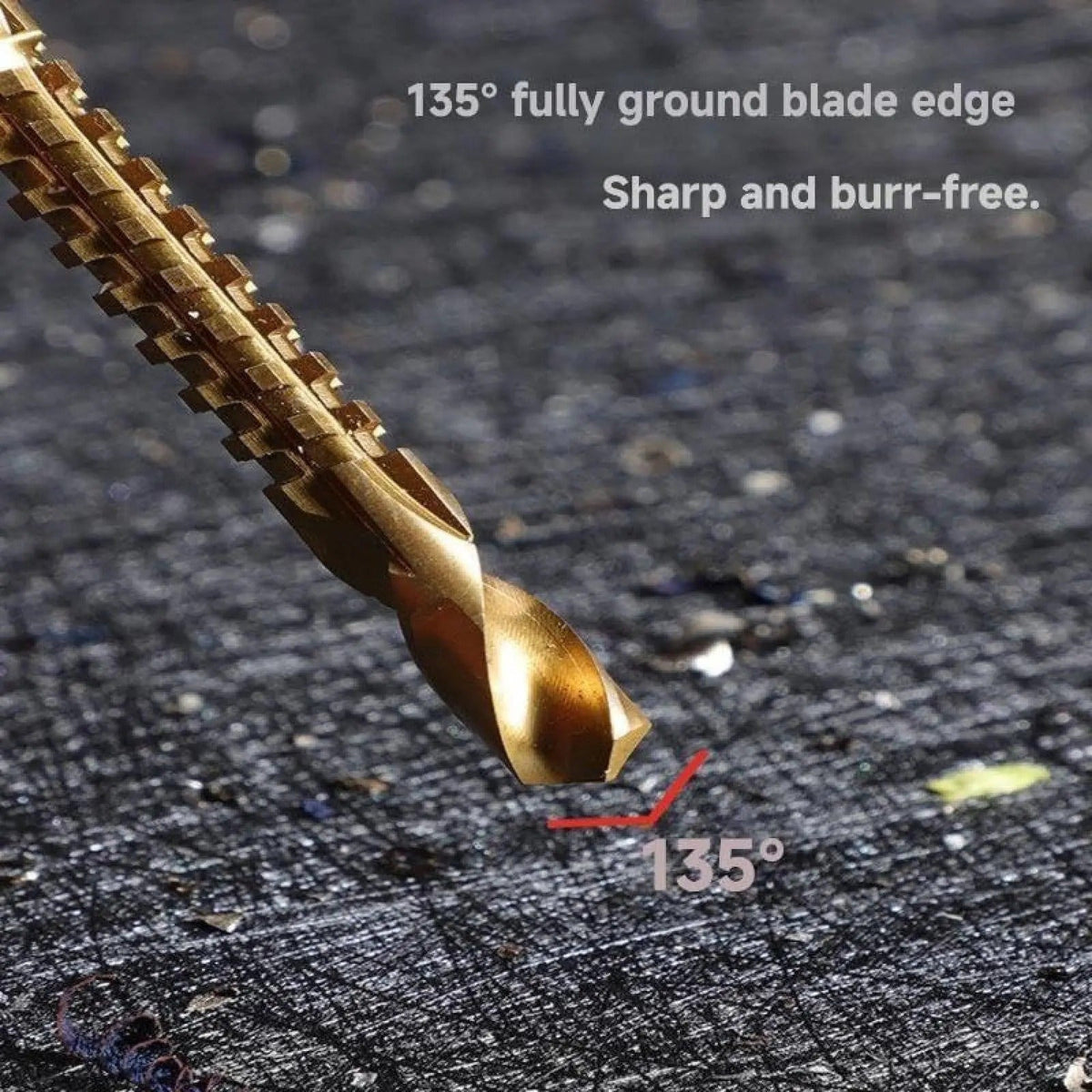 6-Pack Titanium-Plated High-Speed Steel Power Drill Bits Set, Straight Shank Durable Construction, Wear-Resistant Titanium Coating for Wood & Plastic Drilling, Drilling Only Not for Cutting Drillbits Metal Drill Bits