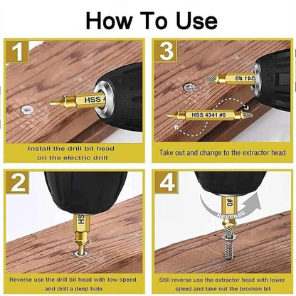 6-Count Broken Screw & Bolt Extractor Set, Double-Head Design Hardware Tool for Broken Bolt Fix, Sliding Tooth Fix & Damaged Screws, Clip-On Bit Power Tool Accessory for Household Repair