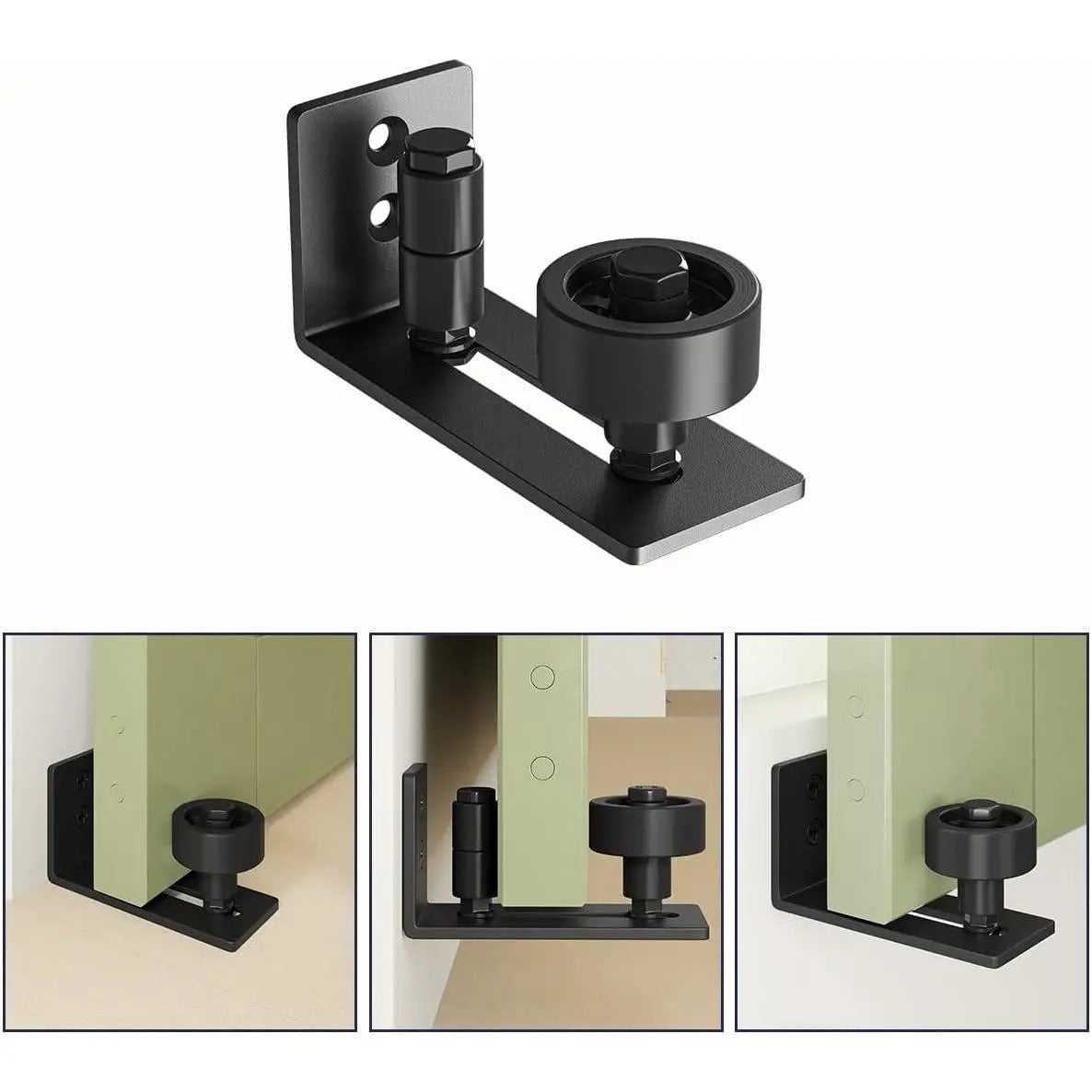 Barn Door Floor Guide,8 Assemble Setup Options,Wall Mount System,Adjustable Stay Roller,Flush Flat Bottom Design