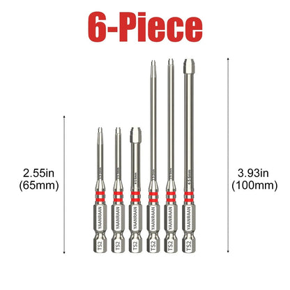 6-Piece Metal Hex Socket Screwdriver Bit Set - Hex Shanks, Pagoda Centering Internal Design, Magnetic Tips, 1.5mm-6mm Nut Tightening, Torque Boost, Compatible with Drills/Wrenches, for Hand Tools, Tools and Gadgets, Construction, Household Work