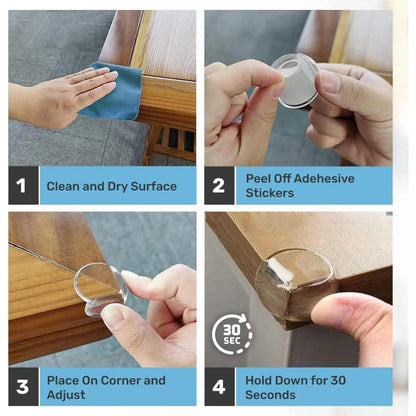 Protectores de Esquina de Mesa (16 unidades) para Seguridad contra Golpes, Transparentes, Flexibles y con Adhesivo.