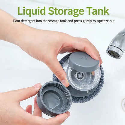 Automatic Liquid Filling Comfort Handle Soap Dispense Palm Brush for Kitchen Sink Pot Bowl Cleaning Ergonomic Non-slip Grip Durable Bristles Multi-Purpose Tool - Sponges