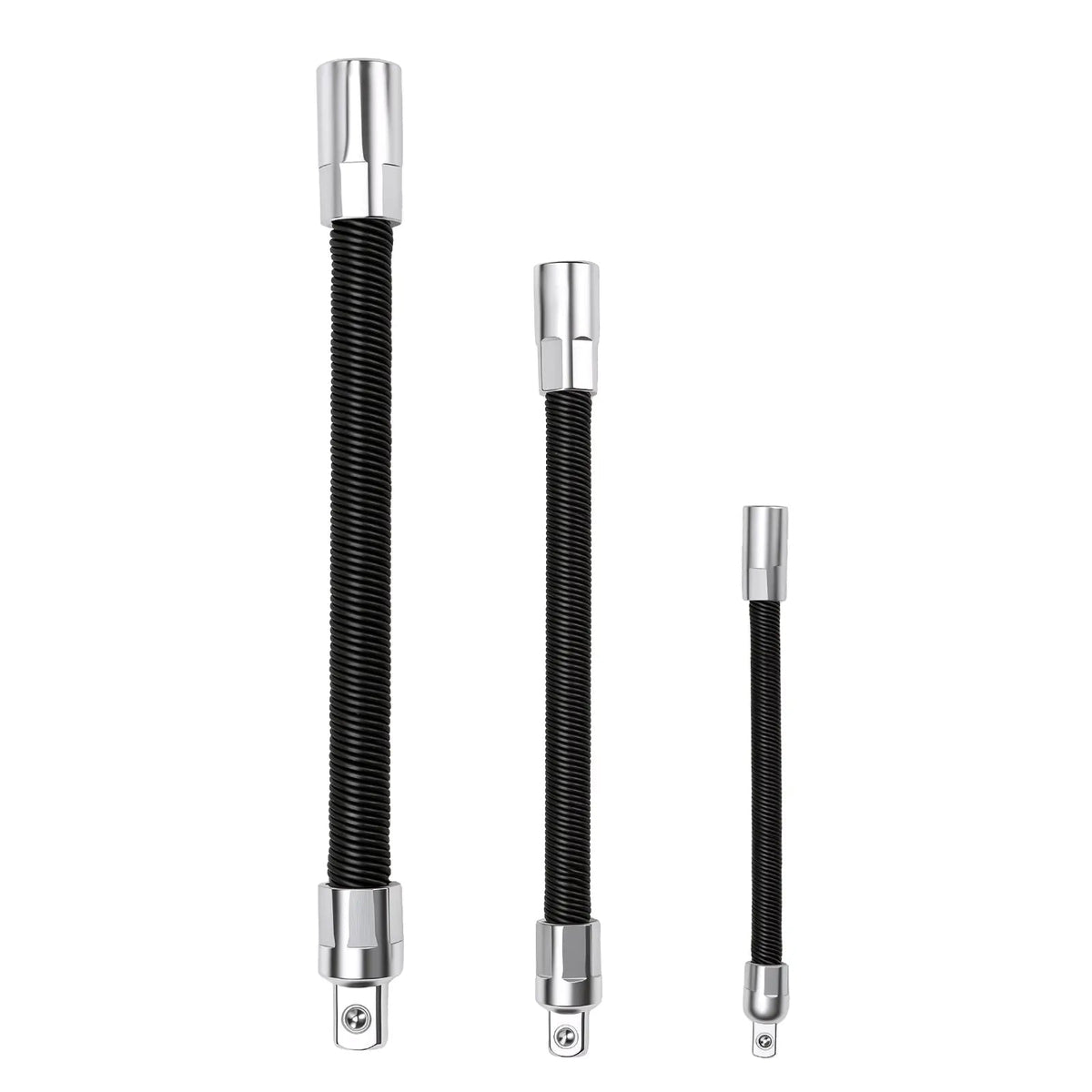 Flexible Socket Extension Bar Set 3-Piece 1/2" 3/8" 1/4" Shaft Drive 10" 8" 6"-Spring-Loaded Detent Balls to Prevent Slipping, fathersdaygift fathersdaygift