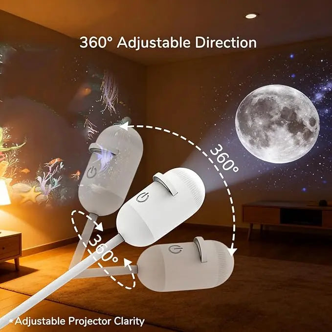 Proyector Galaxia 2 en 1 Proyector de Cielo Estrellado y Luz Nocturna USB Proyector de Galaxia Luz Nocturna para Decoración de Dormitorio, Pasillo y Techo (1 Luz + 3 Piezas)