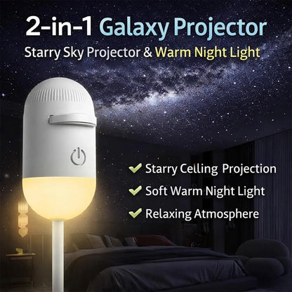 Proyector Galaxia 2 en 1 Proyector de Cielo Estrellado y Luz Nocturna USB Proyector de Galaxia Luz Nocturna para Decoración de Dormitorio, Pasillo y Techo (1 Luz + 3 Piezas)