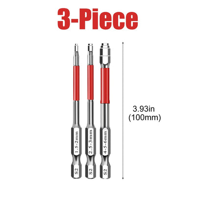 6-Piece Metal Hex Socket Screwdriver Bit Set - Hex Shanks, Pagoda Centering Internal Design, Magnetic Tips, 1.5mm-6mm Nut Tightening, Torque Boost, Compatible with Drills/Wrenches, for Hand Tools, Tools and Gadgets, Construction, Household Work