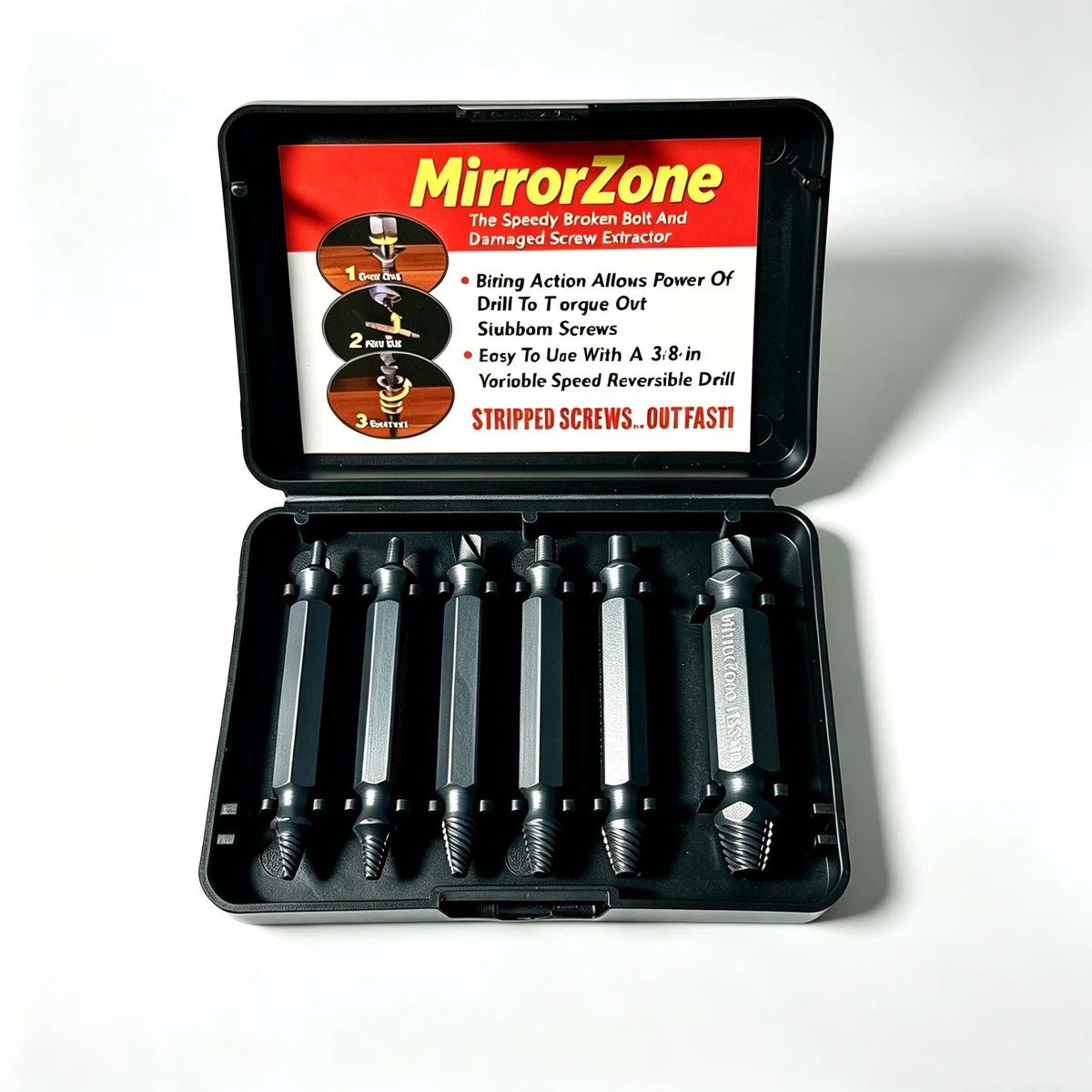 6-Count Broken Screw & Bolt Extractor Set, Double-Head Design Hardware Tool for Broken Bolt Fix, Sliding Tooth Fix & Damaged Screws, Clip-On Bit Power Tool Accessory for Household Repair