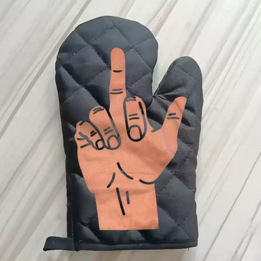 Middle Finger Oven Mitt Funny Flip The Bird Graphic Novelty Kitchen Glove Funny Graphic Kitchenware Bakeware Funny Food Novelty Cookware Black